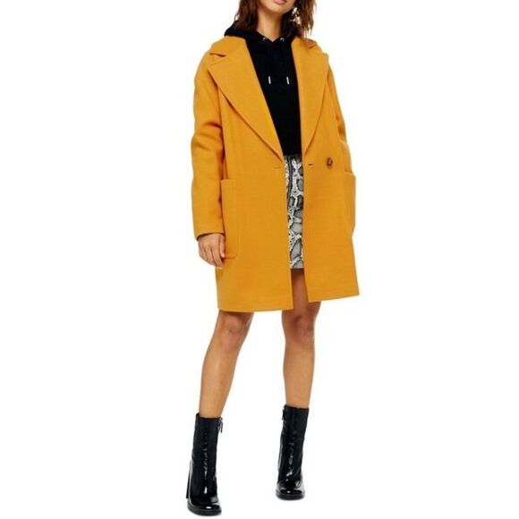 TopShop Carly Oversized Mustard Coat with‎ Oversized Pockets size 6 - Picture 1 of 12